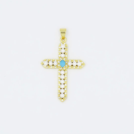 TJ - Pearl Gem Cross Charm - 2 Colors