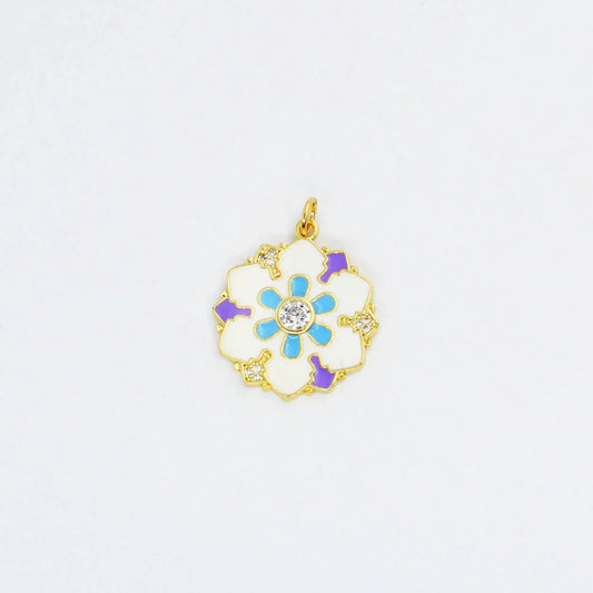 TJ - White and Blue Flower Charm