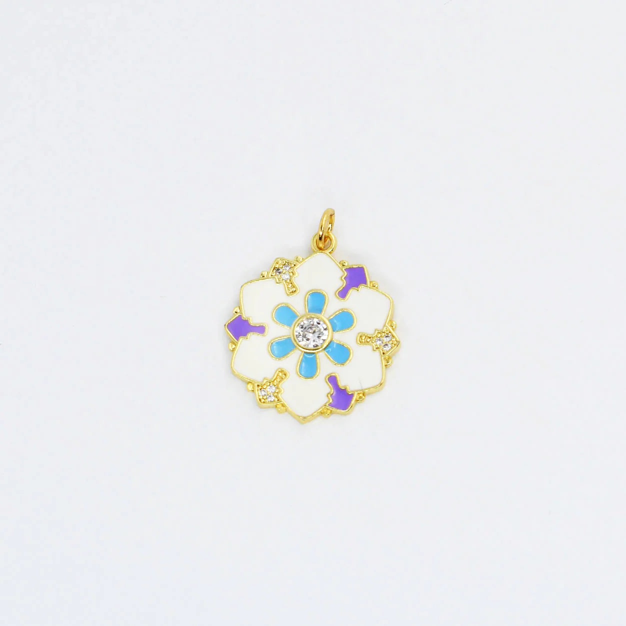 TJ - White and Blue Flower Charm