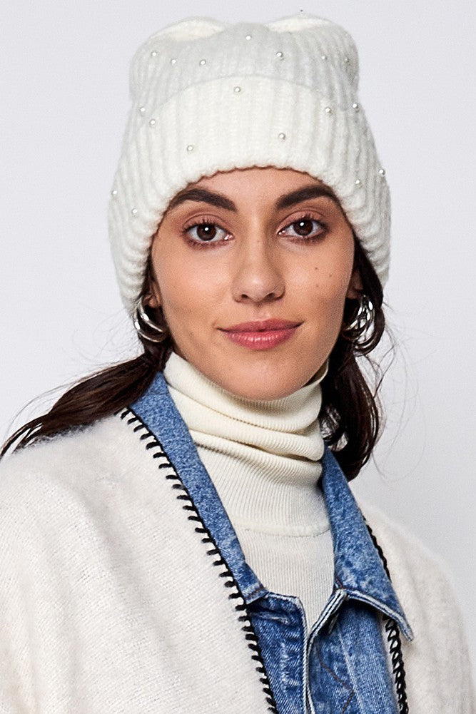 Knitted Pearl Beanie - 3 Colors