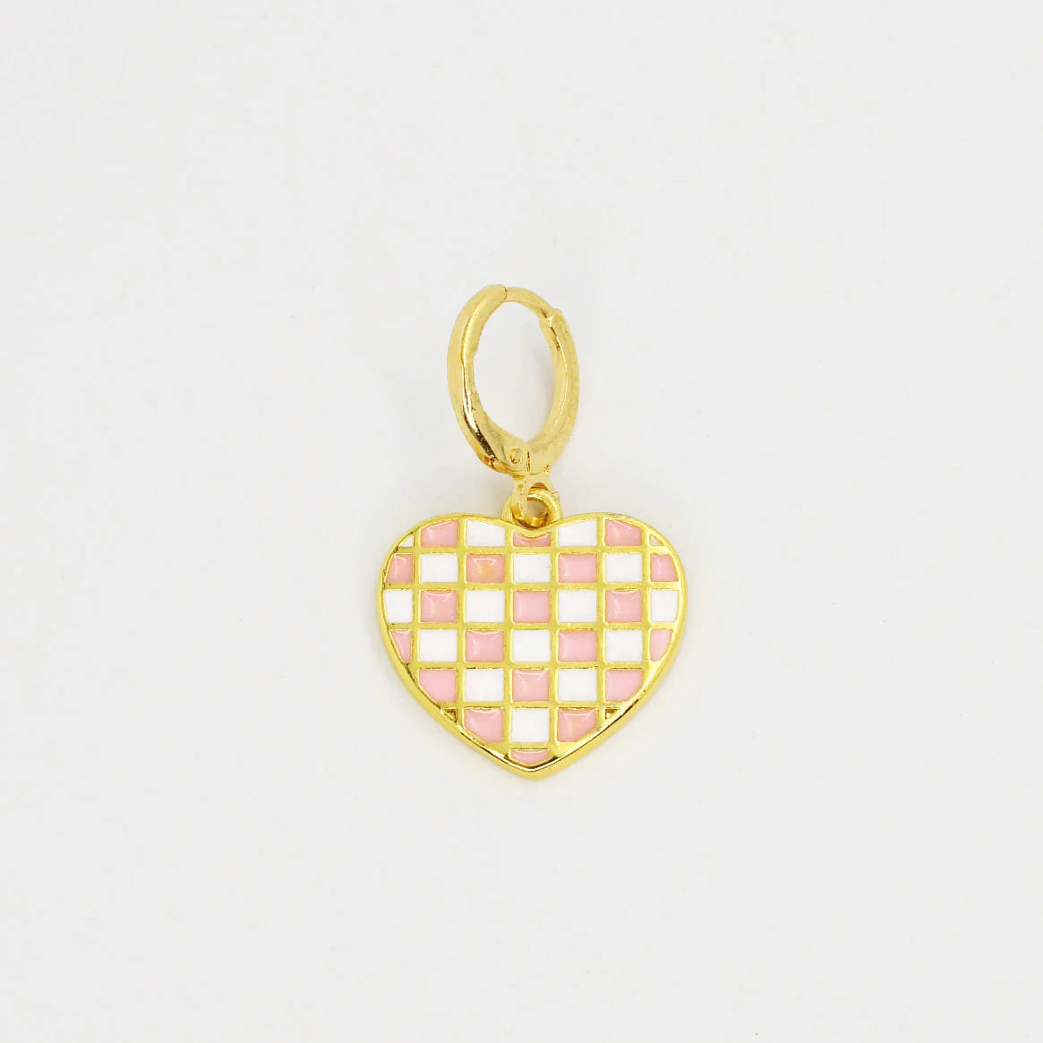 TJ - Pink Checkered Heart Charm