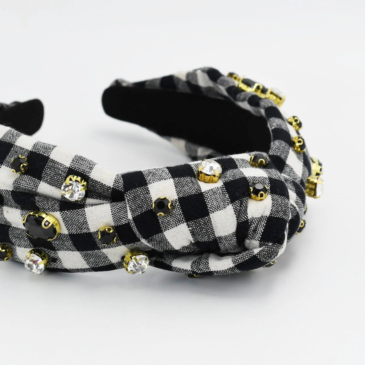 TJ - Girly Plaid Black Beaded Headband