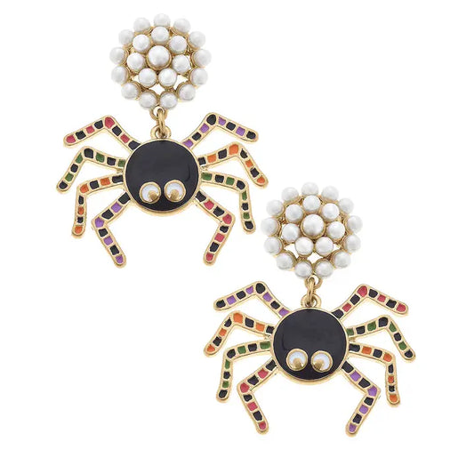 Enamel Spider Web Earrings