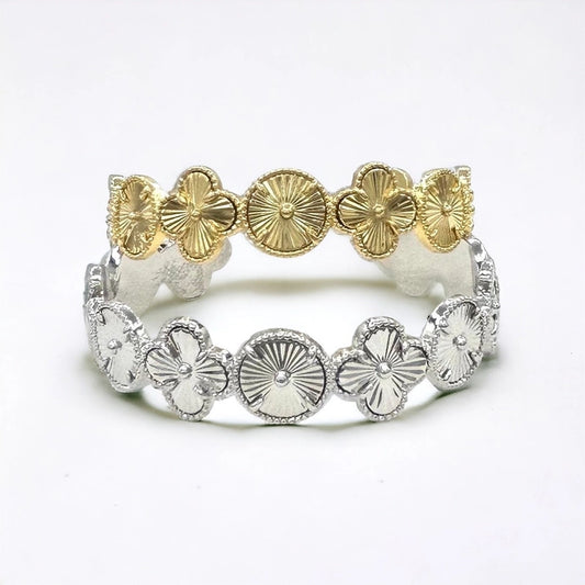 18 Kt Plated Flower Cuff - 2 Colors