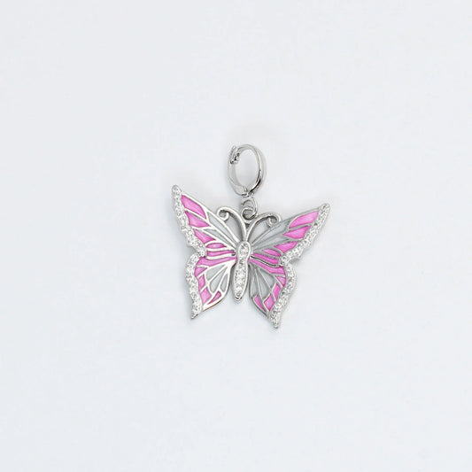 TJ - Silver Pink Butterfly Charm