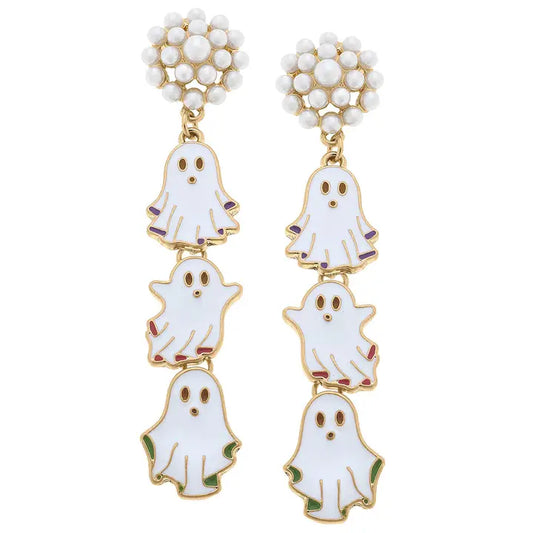 Enamel Triple Ghost Earrings