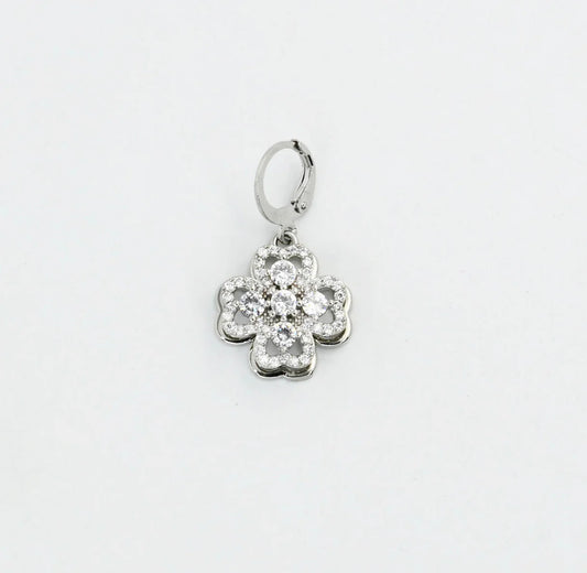 TJ - Silver Crystal Flower Charm