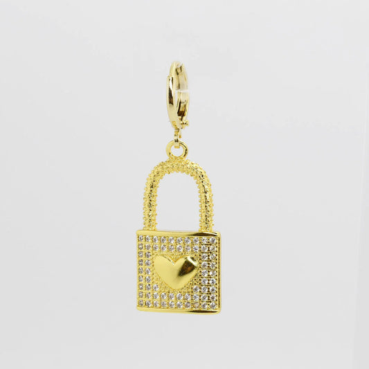 TJ - Lock Crystal Heart Charm