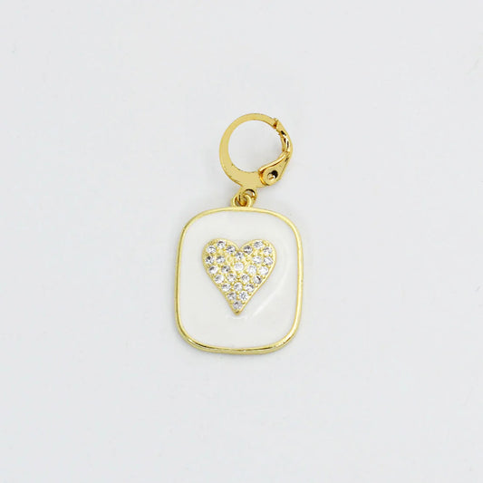 TJ - White Enamel Medal Charm - 2 Options