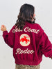Burgundy West Coast Rodeo Embroidered Bomber Jacket (Reg & Plus)