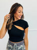 Black Cut Out Front Detail Top (Reg.)