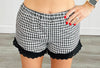 Black Gingham Lace-Trimmed Shorts (Reg.)
