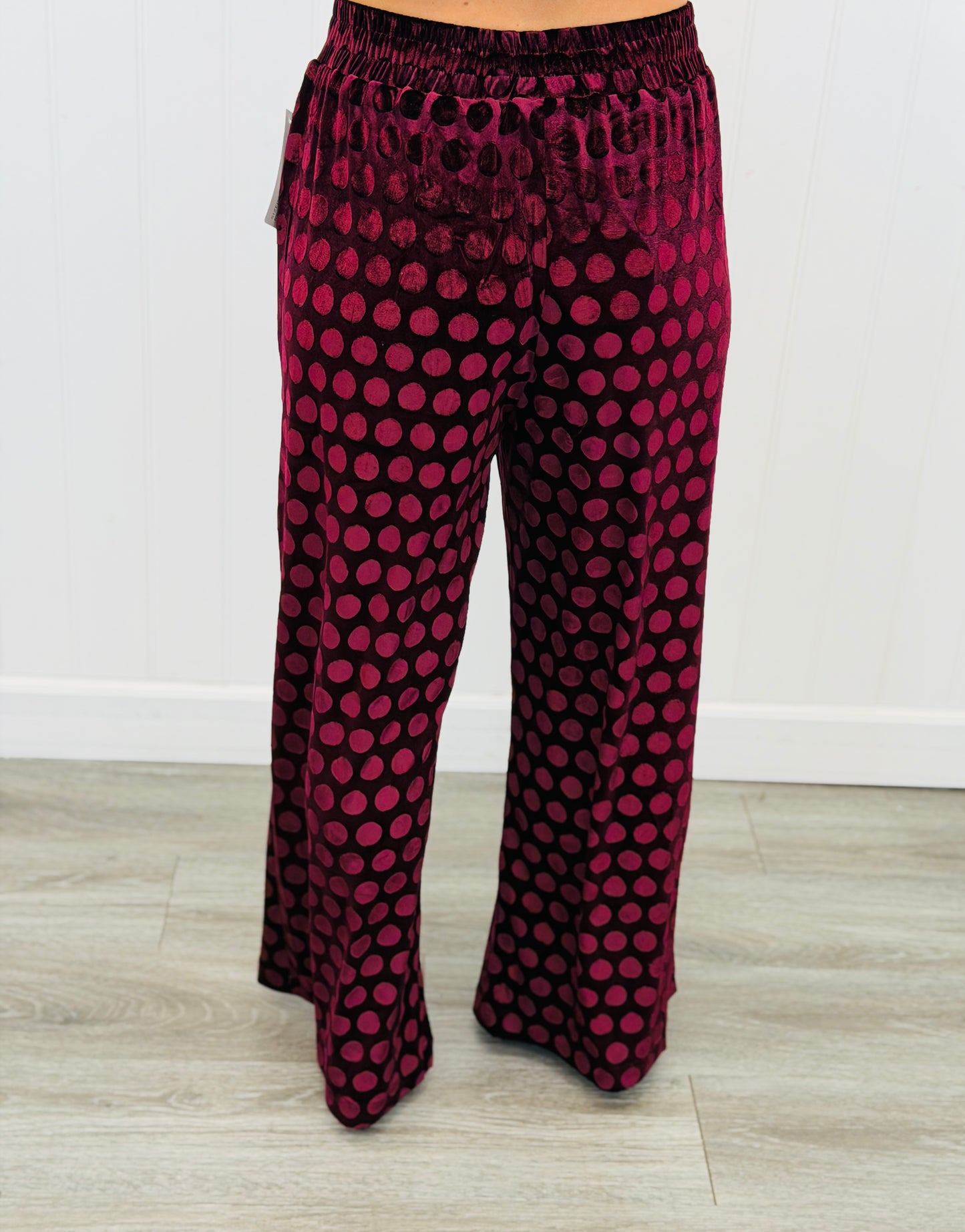 Velvet Polka Dot Wide Leg Pants (Reg.) - 3 Colors