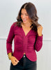 Maroon Fitted Hook & Eye Front Blouse (Reg.)