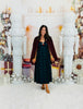 Burgundy Belted Faux Fur Round Neck Coat (Reg.)