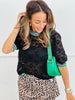 Crochet Lace Stripe Trim Top (Reg & Plus)-2 Colors