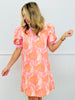 Peach Mix Floral Jacquard Mini Shift Dress (Reg.)