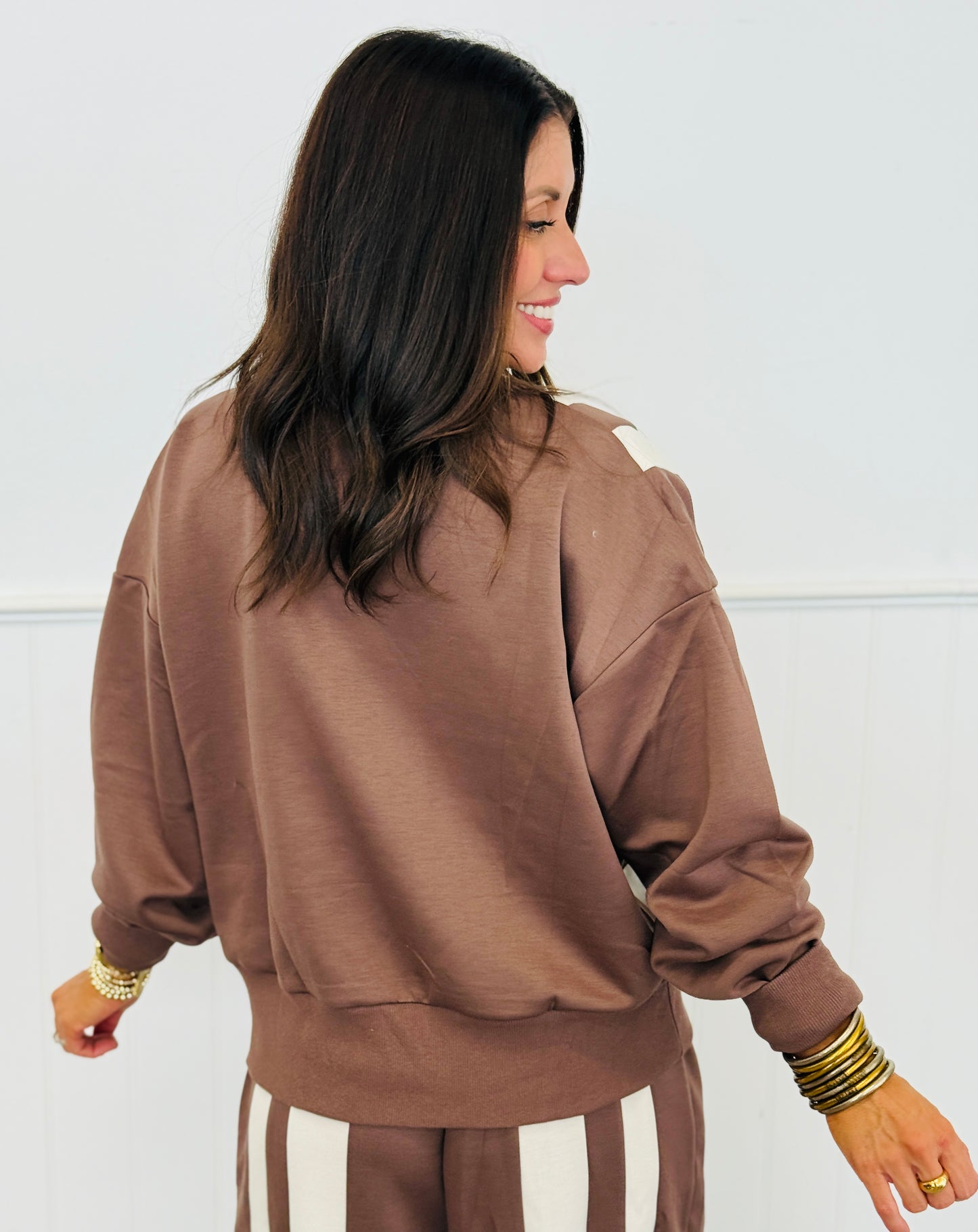 Mocha Latte Half Zip Sweatshirt & Pants Set (Reg & Plus)