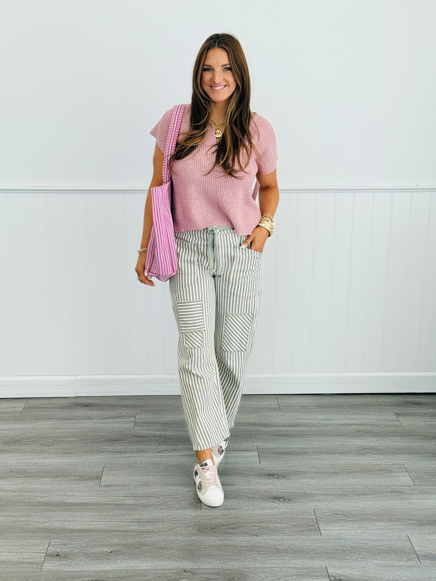 Mauve Split Neck Knit Sweater (Reg. and Plus)