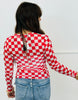 Red Checkered Alyssa Mesh Top (Reg. and Plus)