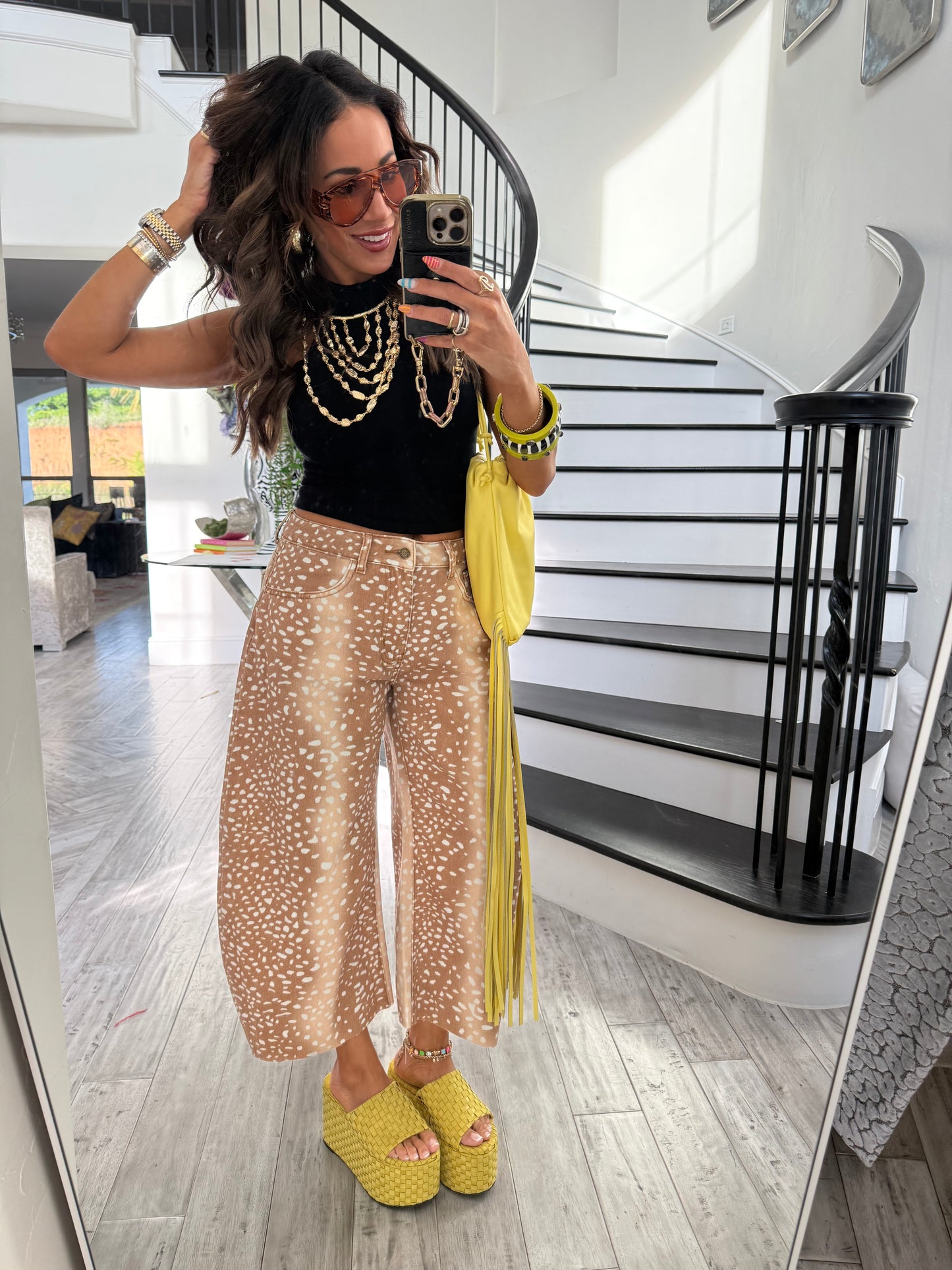 Darling Doe Spotted Print Barrel Pants (Reg.)