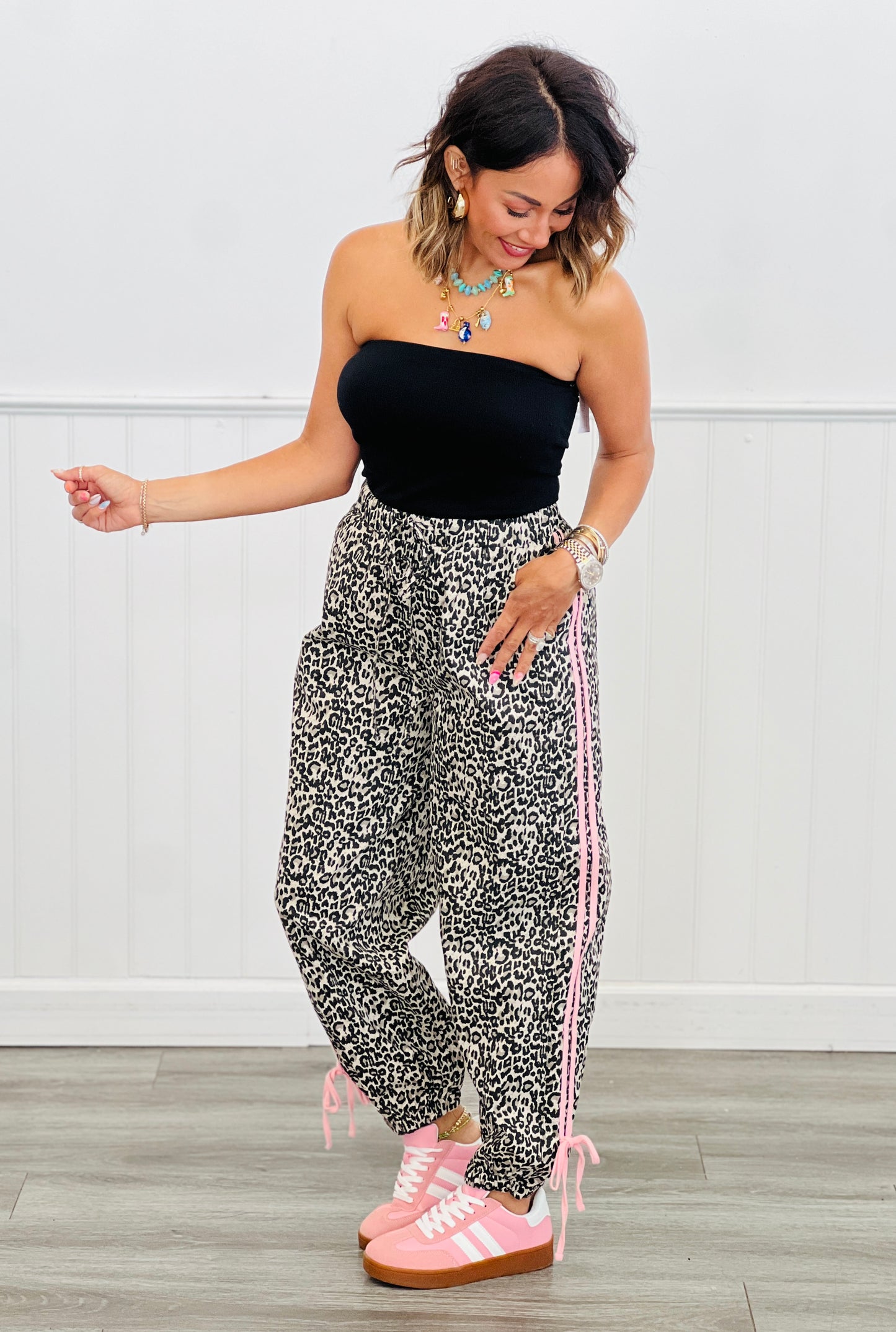 Leopard Print Side Stripe Joggers (Reg.)