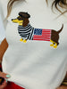 Ivory Embroidered French Dachshund Sweater Top (Reg.)