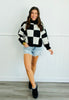 Checkered Crew Neck Knit Sweater Top (Reg.) - 2 Colors