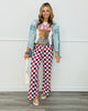 Red White & Blue Checkered Knit Pants (Reg & Plus)
