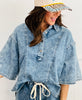 Denim Collared Oversized Top (Reg.)
