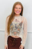 City Of Music Sheer Lace Long Sleeve Top (Reg. & Plus)