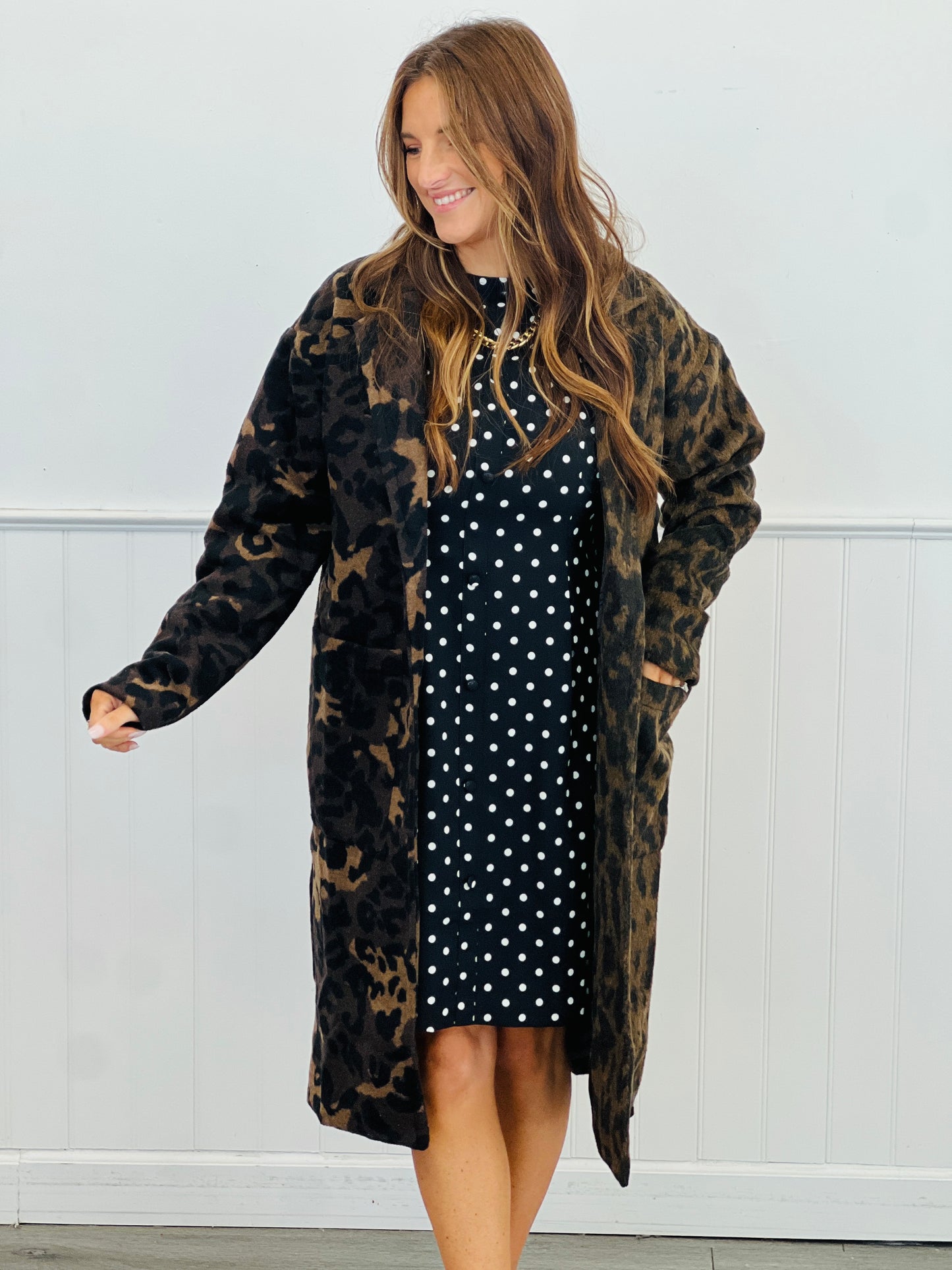 Black/Ivory Sleeveless Polka Dot Mini Dress (Reg & Plus)