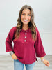 Andree Waffle Knit 3/4 Sleeve Top (Reg. and Plus) - 9 Colors