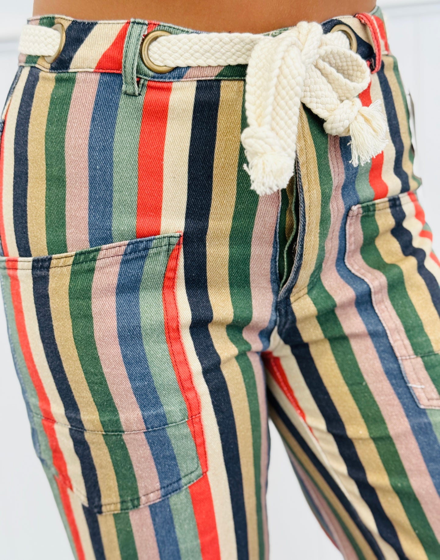 Multi Stripes String Barrel Pants (Reg.)