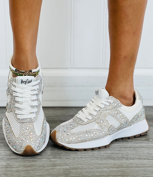Corkys No Prob White Rhinestone Sneakers