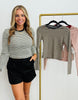 Striped Ribbed Long Sleeve Top (Reg.) - 4 Colors