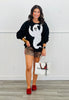 Queen Of Sparkles Black & White Floral Sequin Ghost Sweatshirt (Reg. and Plus)