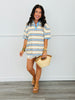 Striped Collared Polo Tee Top (Reg.)-2 Colors
