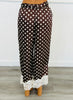 Brown/Cream Silk Satin Polka Dot Pants (Reg & Plus)