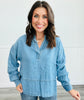 Denim V-Neck Long Sleeve Top (Reg.)