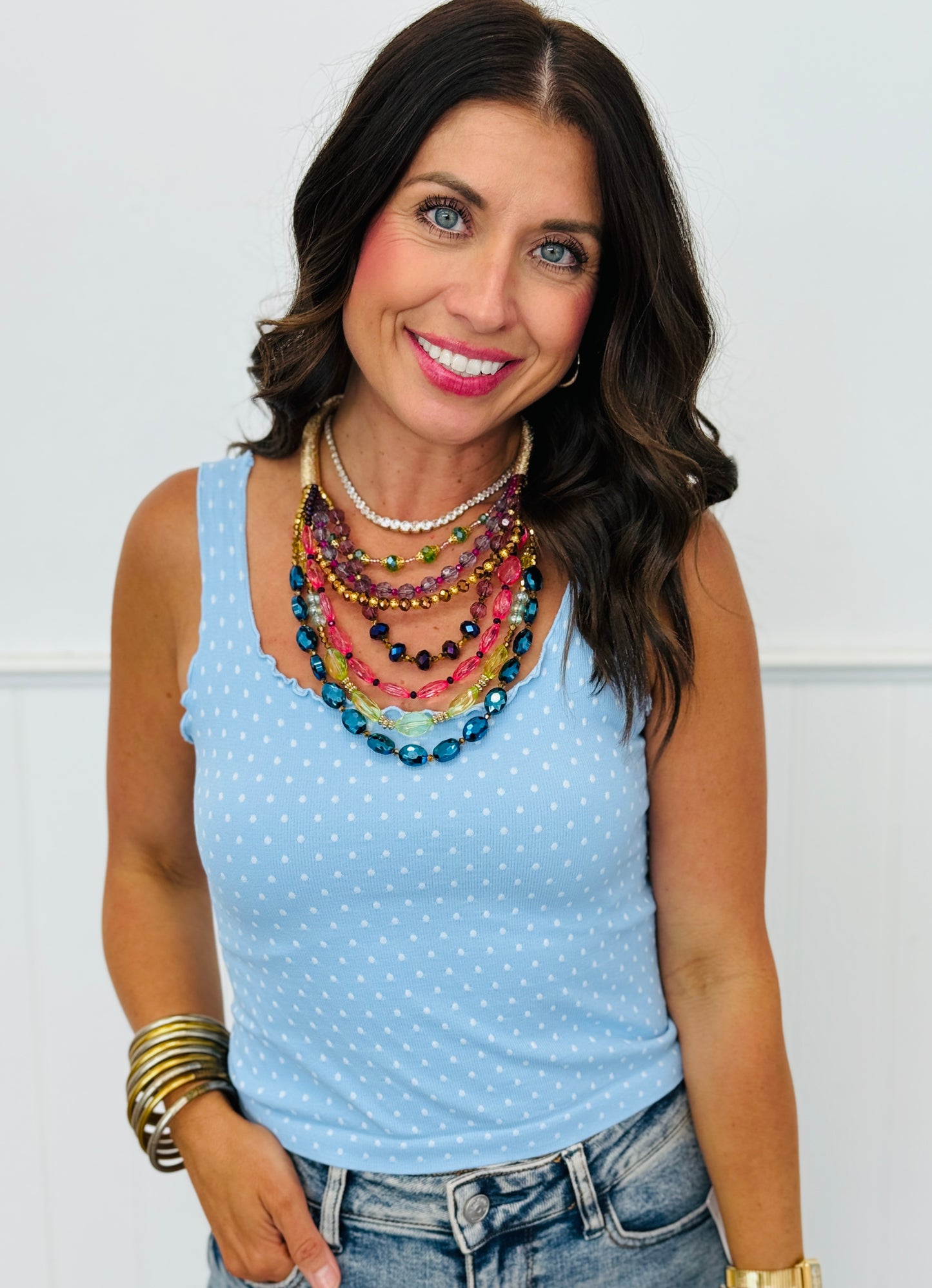 Polka Dot Contemporary Tank Top (One Size)-7 Colors