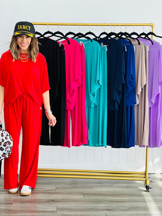 Dear Scarlett Yes Please Poncho Tunic Top & Pants Set (Reg. & Plus) - 8 Colors