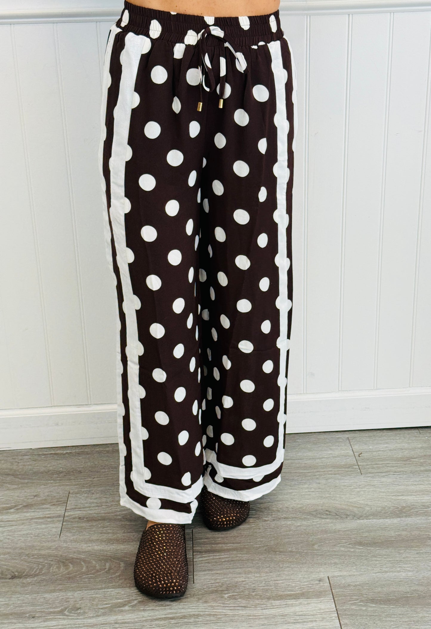 Chocolate/White Polka Dot Shirt & Pants Set (Reg & Plus)