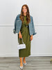 Olive Perfectly Pleated Sleeveless Midi Dress (Reg.)
