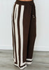 Chocolate Contrast Stripe Shirt & Pants Set (Reg & Plus)
