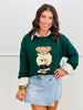 Green Hoodie Bear Graphic Sweater Top (Reg.)
