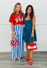 White/Royal Bold Stripe Wide Leg Pants (Reg)