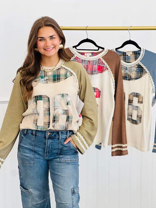 POL Plaid Patch Detail Top (Reg.) - 3 Colors
