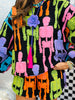 Queen Of Sparkles Black Multi Fuzzy Skeleton Sweatshirt (Reg. and Plus)