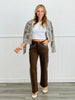 Brown Rhinestone Embellished Straight Leg Pants (Reg.)